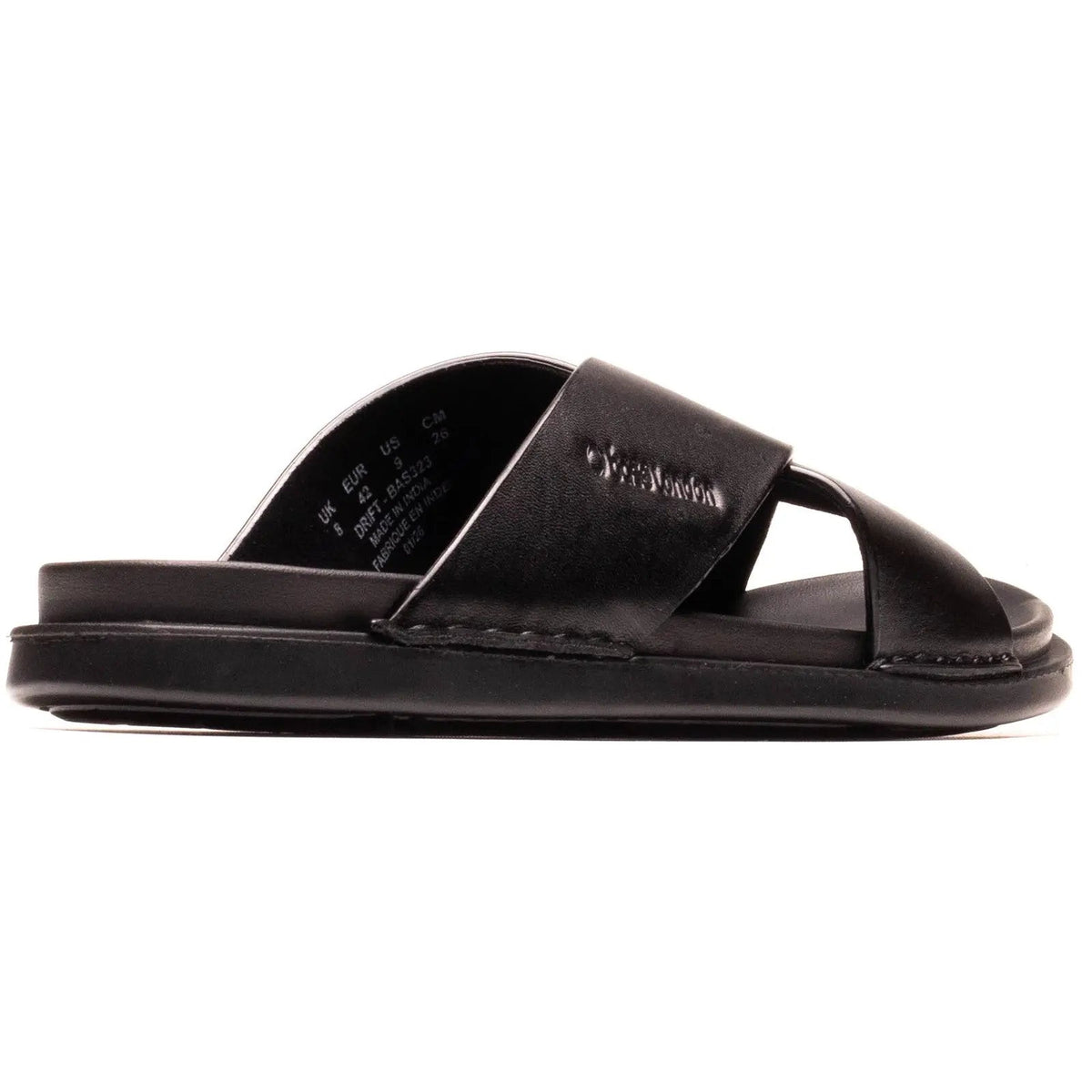 Base London Drift Cross Strap Sandal - Black